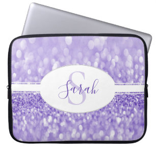 Purple Glitter Personalize Laptop Sleeve