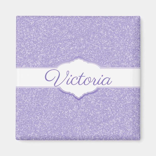 Purple Glitter Personalized Magnet (Front)