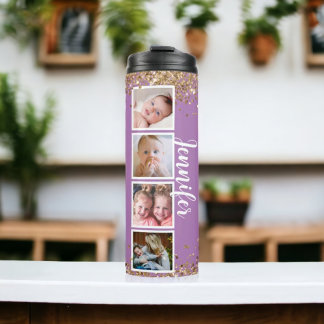 Purple glitter photo Thermal Tumbler