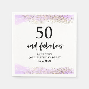 Purple Glitter Purple 50th Birthday Party Napkin