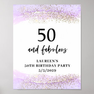 Purple Glitter Purple 50th Birthday Party Poster