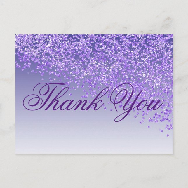 Purple Glitter Purple Shades Thank You Postcard (Front)