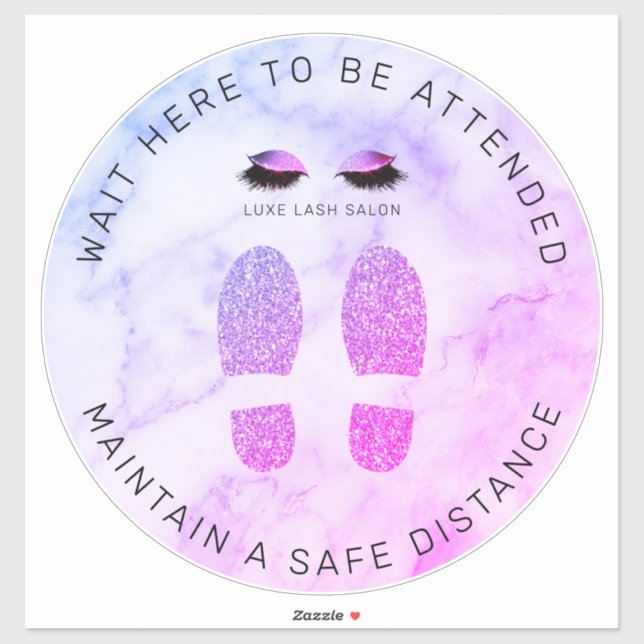 Purple Glitter Salon Distancing Floor Marker (Sheet)