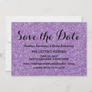 Purple Glitter Save the Date Invite