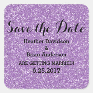 Purple Glitter Save the Date Stickers