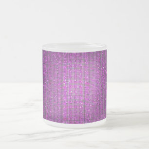 Purple Glitter Sequin Frosted Glass Coffee Mug Cup