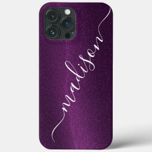Purple Glitter Shimmer Custom Personalised Name iPhone 13 Pro Max Case