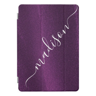 Purple Glitter Shimmer Custom Personalised Name iPad Pro Cover