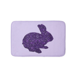 Purple Glitter Silhouette Bunny Rabbit Bath Mat