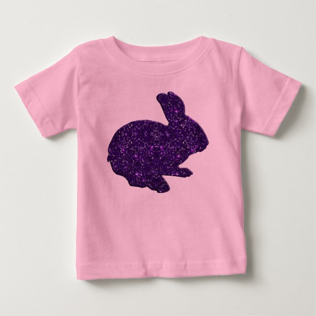 Purple Glitter Silhouette Easter Bunny Shirt (Front)
