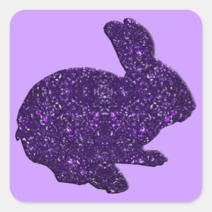 Purple Glitter Silhouette Easter Bunny Stickers