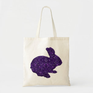 Purple Glitter Silhouette Easter Bunny Tote Bag
