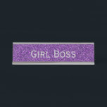 Purple Glitter & Silver Girl Boss Funny Corporate Desk Name Plate<br><div class="desc">Purple Glitter and Silver 'Girl Boss' Funny Desk Name Plate.  Pick a pun for your colleague,  business meeting,  white elephant gift,  holiday party and more.  Perfect for an office holiday party or gift.</div>