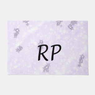 Purple glitter sparkle art add your initial letter doormat