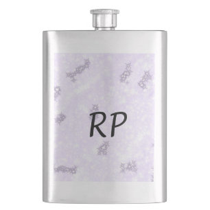 Purple glitter sparkle art add your initial letter hip flask