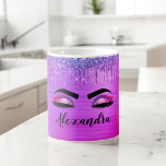 Purple Glitter Sparkle Eyelashes Monogram Name Coffee Mug<br><div class="desc">Purple Faux Foil Metallic Sparkle Glitter Brushed Metal Monogram Name and Initial Eyelashes (Lashes),  Eyelash Extensions and Eyes Coffee Cup  or Mug. The design makes the perfect sweet 16 birthday,  wedding,  bridal shower,  anniversary,  baby shower or bachelorette party gift for someone looking for a trendy cool style.</div>