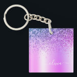 Purple Glitter Sparkle Glam Metal Monogram Name Key Ring<br><div class="desc">Purple Faux Foil Metallic Sparkle Glitter Brushed Metal Monogram Name Keychain. This makes the perfect sweet 16 birthday,  wedding,  bridal shower,  anniversary,  baby shower or bachelorette party gift for someone that loves glam luxury and chic styles.</div>