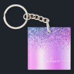 Purple Glitter Sparkle Glam Metal Monogram Name Key Ring<br><div class="desc">Purple Faux Foil Metallic Sparkle Glitter Brushed Metal Monogram Name Keychain. This makes the perfect sweet 16 birthday,  wedding,  bridal shower,  anniversary,  baby shower or bachelorette party gift for someone that loves glam luxury and chic styles.</div>