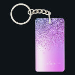 Purple Glitter Sparkle Glam Metal Monogram Name Key Ring<br><div class="desc">Purple Faux Foil Metallic Sparkle Glitter Brushed Metal Monogram Name Keychain. This makes the perfect sweet 16 birthday,  wedding,  bridal shower,  anniversary,  baby shower or bachelorette party gift for someone that loves glam luxury and chic styles.</div>