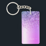 Purple Glitter Sparkle Glam Metal Monogram Name Key Ring<br><div class="desc">Purple Faux Foil Metallic Sparkle Glitter Brushed Metal Monogram Name Keychain. This makes the perfect sweet 16 birthday,  wedding,  bridal shower,  anniversary,  baby shower or bachelorette party gift for someone that loves glam luxury and chic styles.</div>