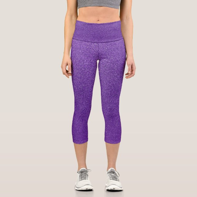 Purple Glitter, Sparkle, Glitter Background Capri Leggings (Front)