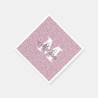 Purple Glitter & Sparkle Monogram  Napkin