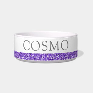 Purple Glitter Sparkle Pet Name Bowl