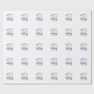 Purple glitter stars 30th birthday modern retro  wrapping paper