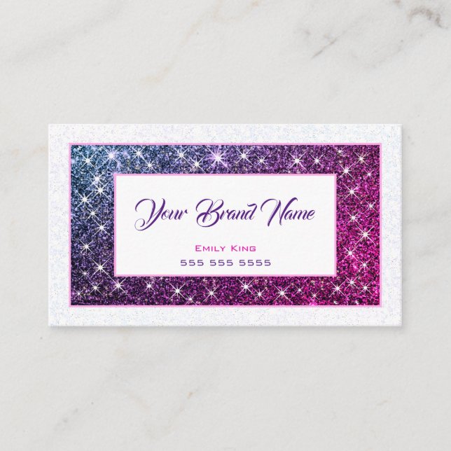 Purple Glitter Stars Beauty Event Planner Wellness Business Card (Front)