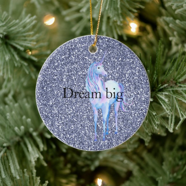 Purple Glitter Unicorn Ceramic Tree Decoration (Tree)