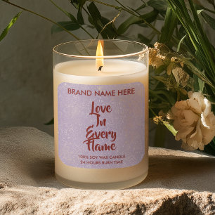 Purple Glitter Valentine Custom Candle Labels