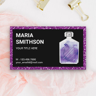 Purple Glitter Watercolor Perfume Bottle Business Card