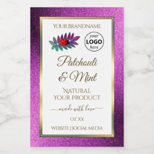 Purple Glitter White Product Labels Ladybug Logo