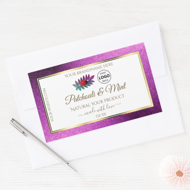 Purple Glitter White Product Labels Ladybug Logo (Envelope)