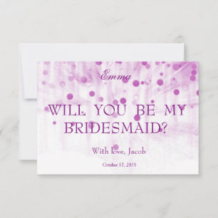 Purple Glitter Will You Be My Bridesmaid Invitation