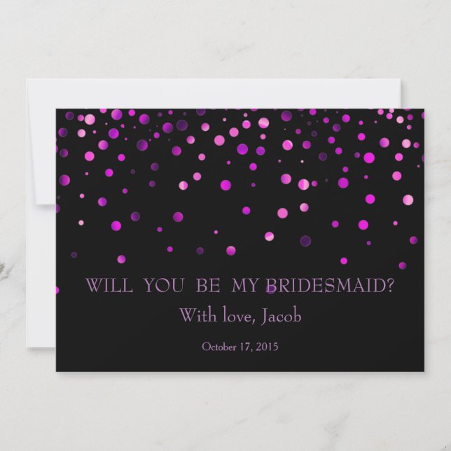 Purple Glitter Will You Be My Bridesmaid Invitation (Front)