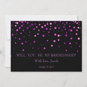 Purple Glitter Will You Be My Bridesmaid Invitation