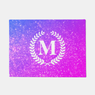 Purple Glitter With Monogram Doormat
