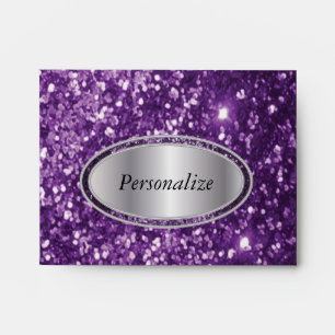 Purple Glitter with Silver Name Plate Envelope