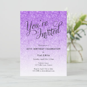 Purple Glitter You're Invited Party Invitation