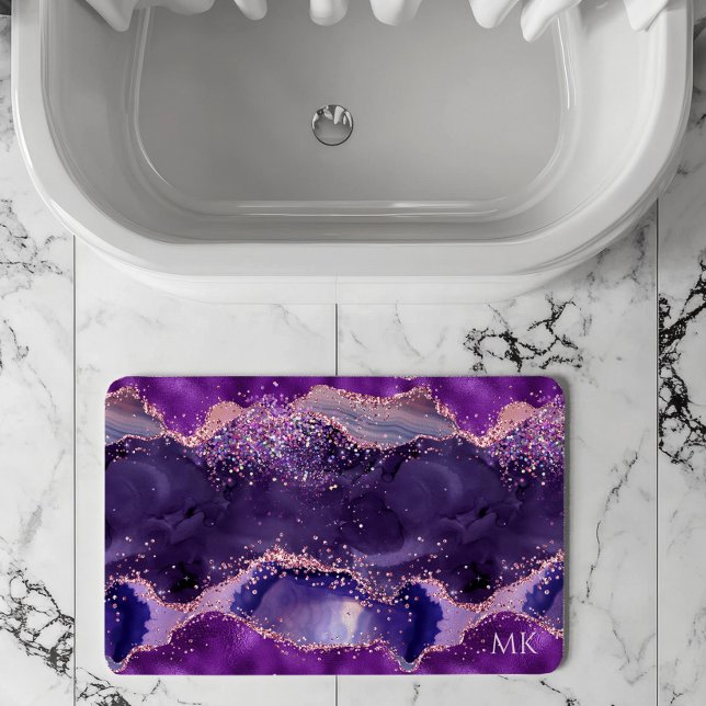 Purple Glittery Agate Texture Bath Mat (Creator Uploaded)