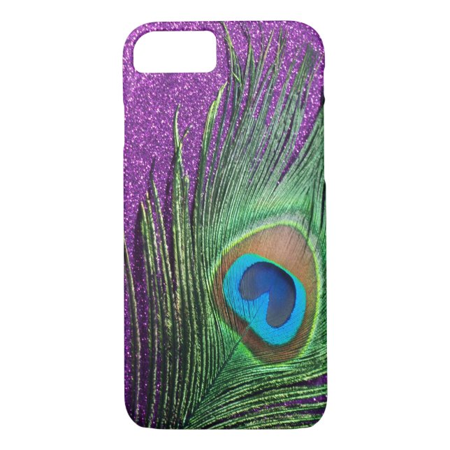 Purple Glittery Peacock Feather Still Life Case-Mate iPhone Case (Back)
