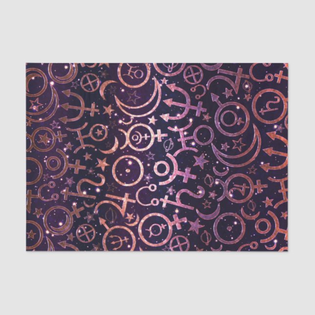 Purple Glittery Planetary Universe Space Planets Tissue Paper (Front)