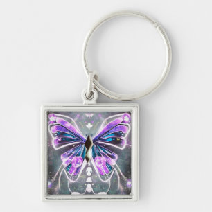 Purple Glow Butterfly Key Ring