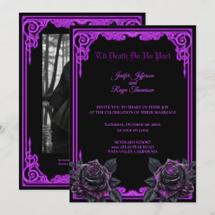 Purple Glow Gothic Halloween wedding Invitation