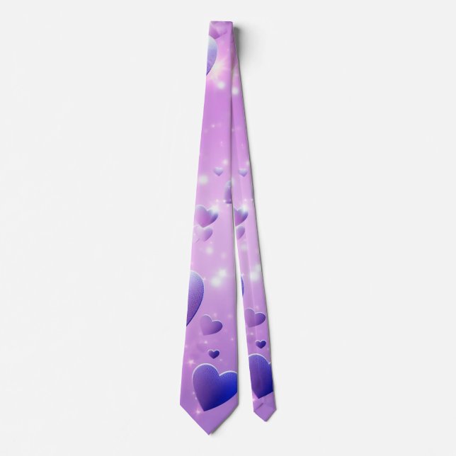 Purple Glow Heart Neck Tie (Front)