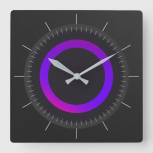 PURPLE GLOW RING circle on black Square Wall Clock