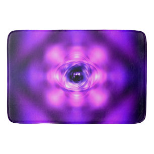 Purple glowing atom bath mat