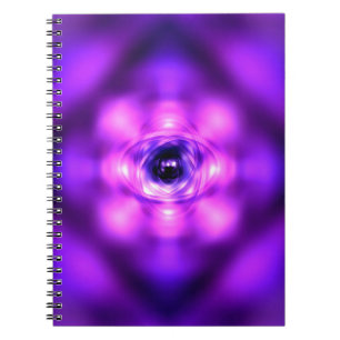 Purple glowing atom spiral notebook