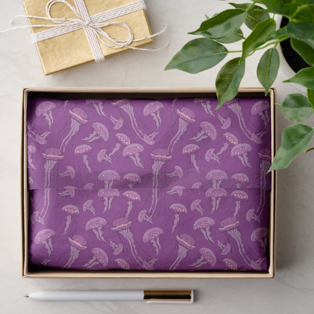 Purple glowing jelly fish pattern tissue paper (Gift)